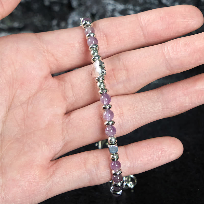 Pulsera de equilibrio positivo con forma de corazón de piedra natural de Buddha Stones, amazonita, amatista, lazurita, lapislázuli y cuarzo rosa. - image 13