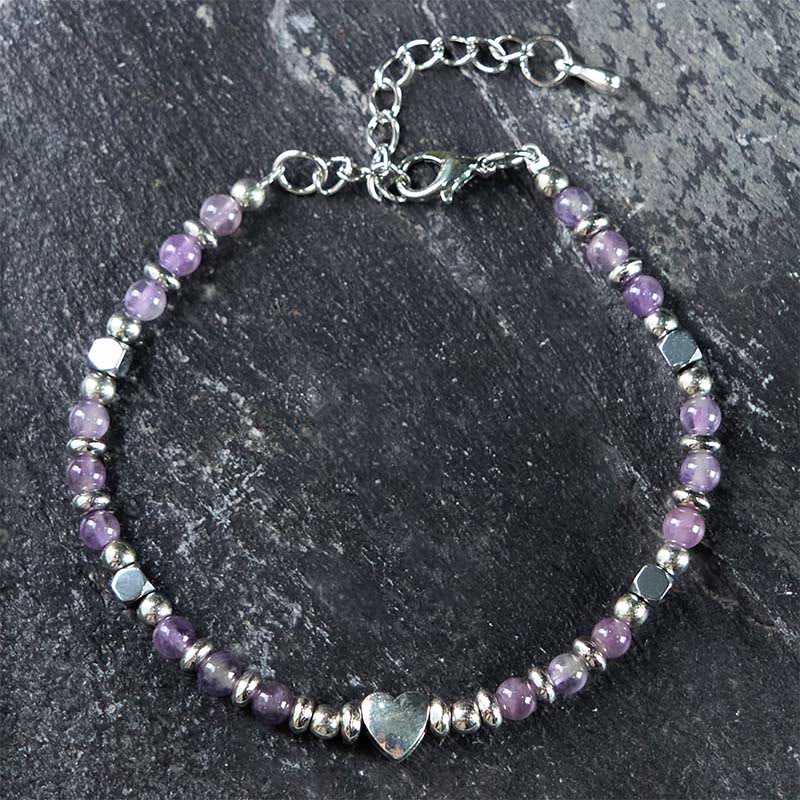 Pulsera de equilibrio positivo con forma de corazón de piedra natural de Buddha Stones, amazonita, amatista, lazurita, lapislázuli y cuarzo rosa. - image 10