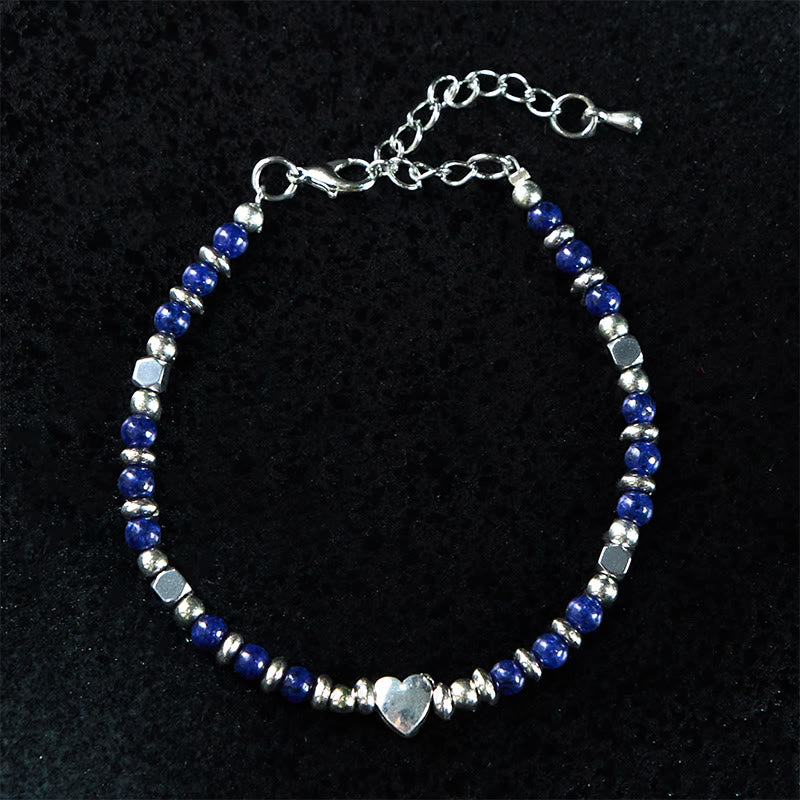 Pulsera de equilibrio positivo con forma de corazón de piedra natural de Buddha Stones, amazonita, amatista, lazurita, lapislázuli y cuarzo rosa. - image 16