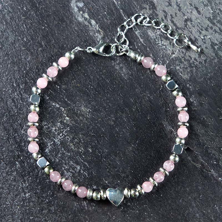 Pulsera de equilibrio positivo con forma de corazón de piedra natural de Buddha Stones, amazonita, amatista, lazurita, lapislázuli y cuarzo rosa. - image 20