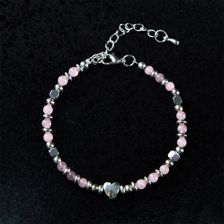 Pulsera de equilibrio positivo con forma de corazón de piedra natural de Buddha Stones, amazonita, amatista, lazurita, lapislázuli y cuarzo rosa. - image 21