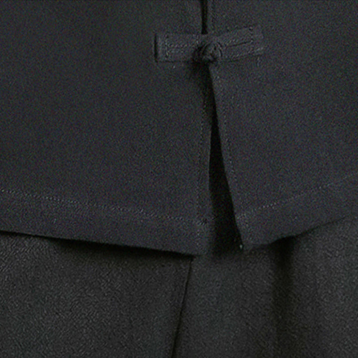 Camisa de algodón de manga larga para hombre con bordado de grulla y botones de rana y Buddha Stones - image 27