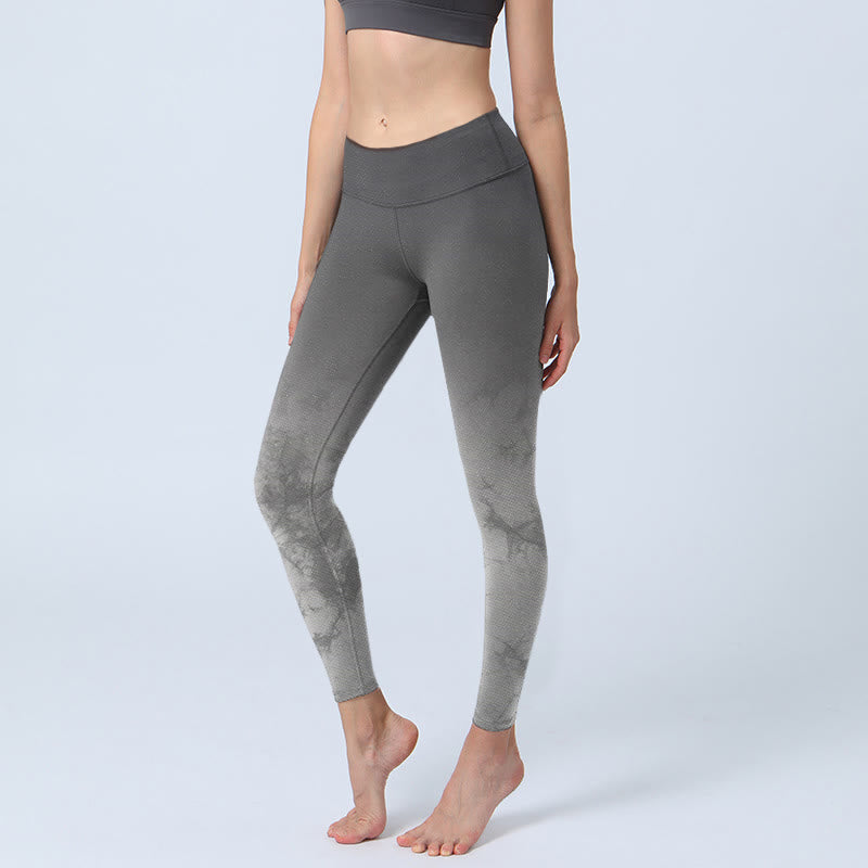 Leggings de yoga para mujer con estampado floral degradado y Buddha Stones - Gris - US18，UK/AU22，EU50 (4XL) - image 0