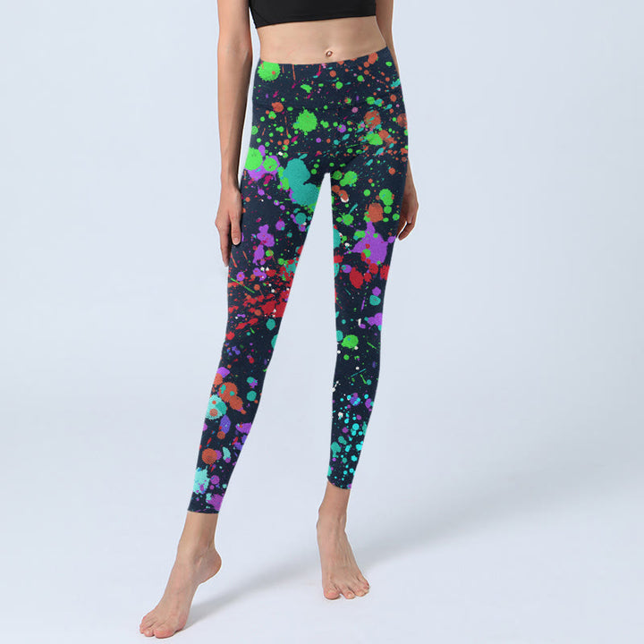 Leggings de yoga para mujer con estampado de tinta negra y Buddha Stones - image 7