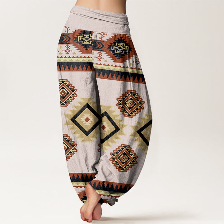 Pantalones bombachos de cintura elástica para mujer, de algodón, estilo navajo informal y simétrico, con estampado de Buddha Stones. - image 6