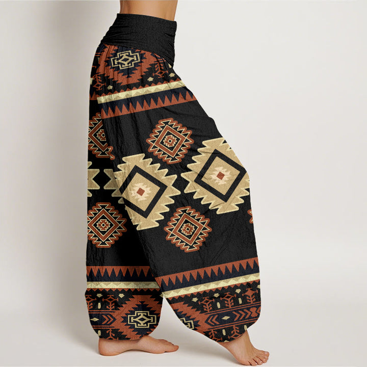 Pantalones bombachos de cintura elástica para mujer, de algodón, estilo navajo informal y simétrico, con estampado de Buddha Stones. - image 8