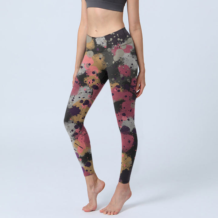 Leggings de ejercicio con estampado de salpicaduras de Buddha Stones para mujer - Negro - US18，UK/AU22，EU50 (4XL) - image 1