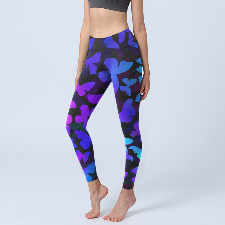 Leggings de yoga para mujer con estampado de mariposas y Buddha Stones - Negro - US18，UK/AU22，EU50 (4XL) - image 0