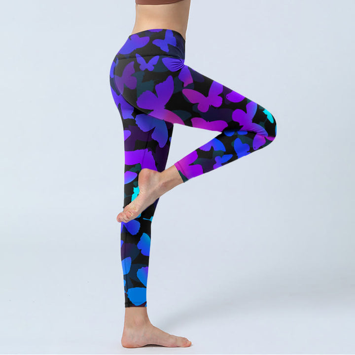 Leggings de yoga para mujer con estampado de mariposas y Buddha Stones - image 4