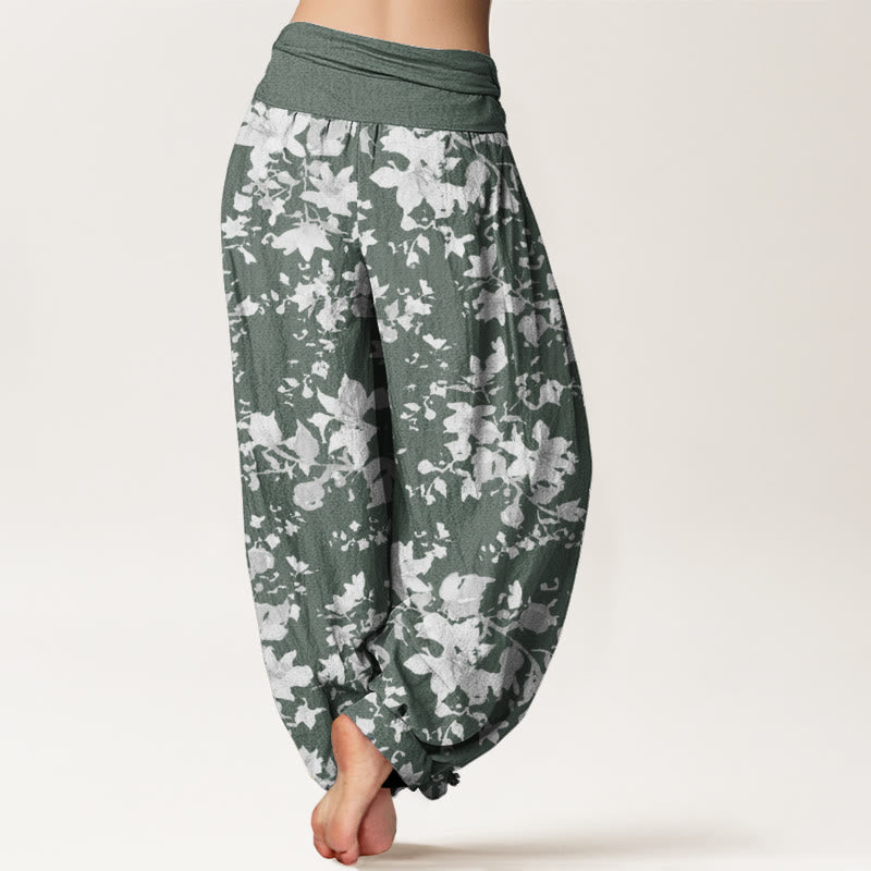 Pantalones bombachos de cintura elástica para mujer con diseño de hojas y Buddha Stones, de algodón. - image 6