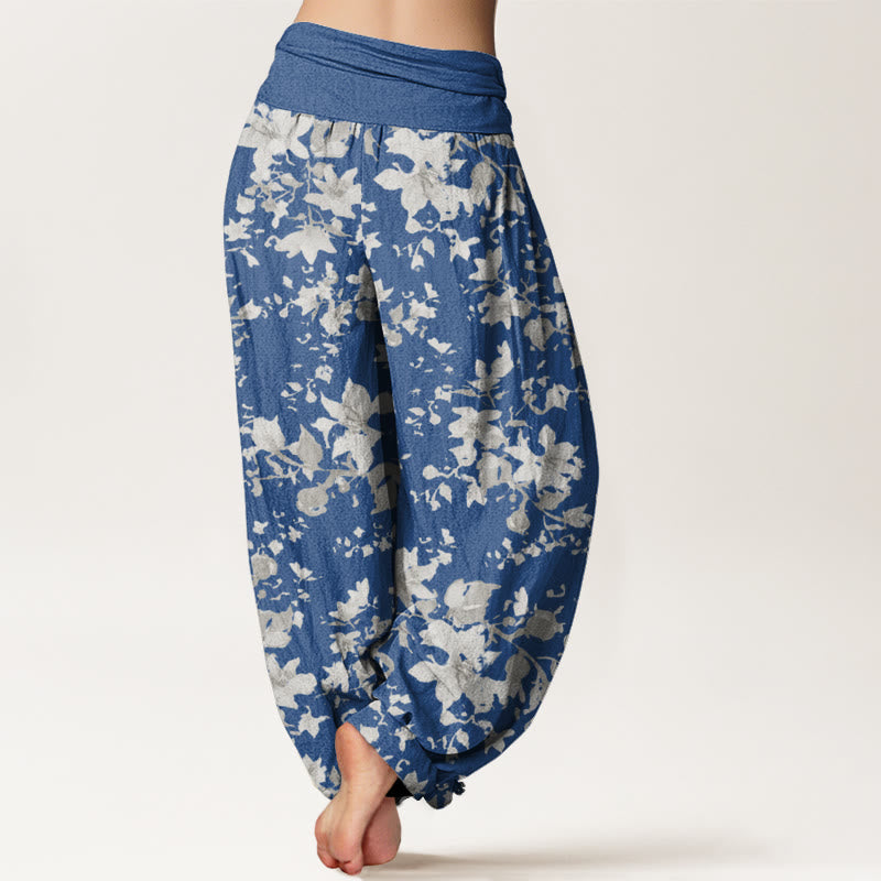Pantalones bombachos de cintura elástica para mujer con diseño de hojas y Buddha Stones, de algodón. - image 8