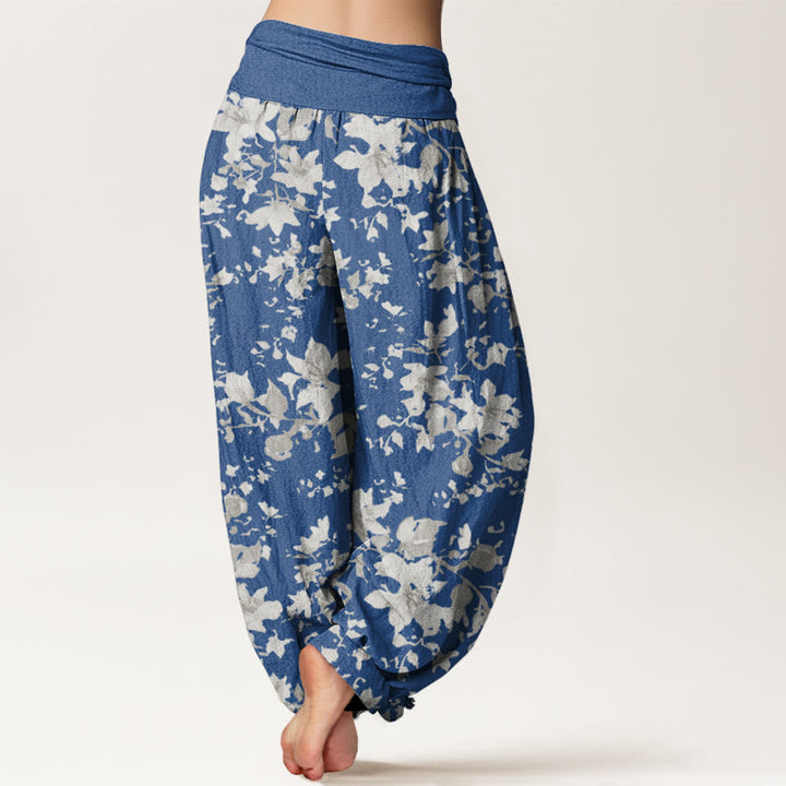 Pantalones bombachos de cintura elástica para mujer con diseño de hojas y Buddha Stones, de algodón. - image 8