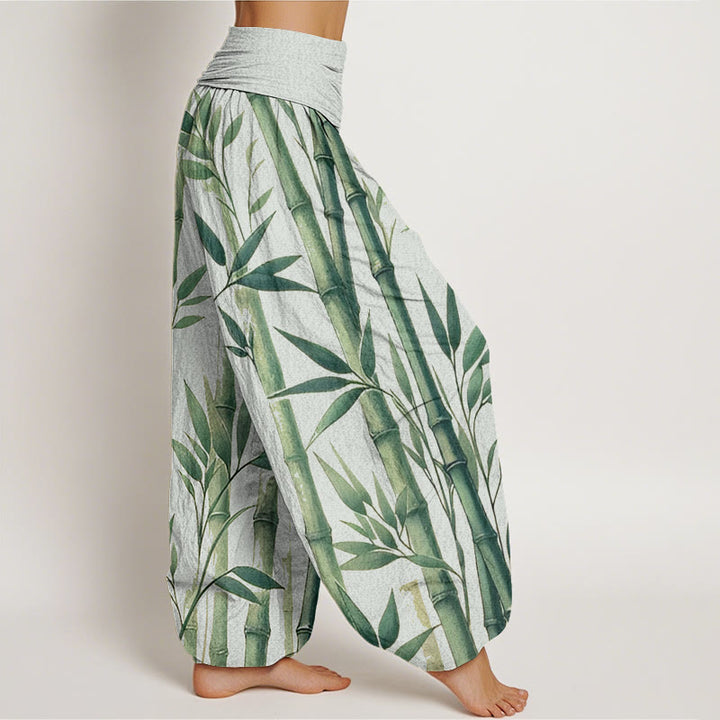 Pantalones bombachos de cintura elástica para mujer, de algodón, con estampado informal de Buddha Stones. - image 1