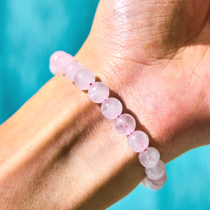 Pulsera cálida con dije de ciclón PiXiu doble que cambia de color con cristales rosas de Buddha Stones