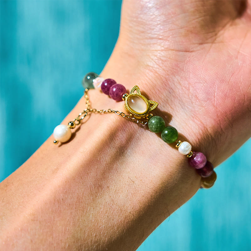Pulsera positiva con turmalina de colores y Buddha Stones - image 5