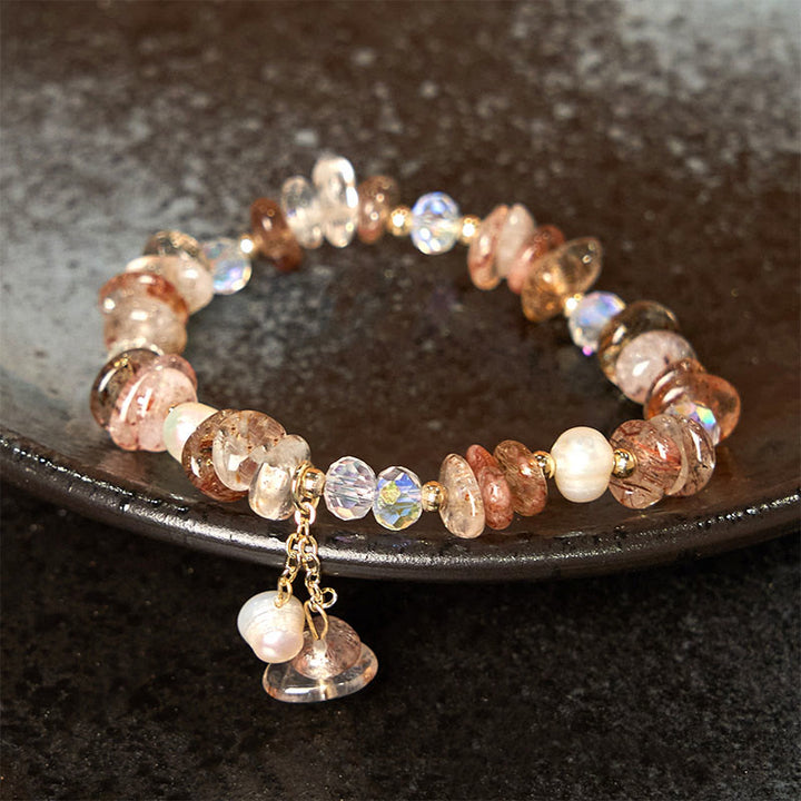 Pulsera positiva con Buddha Stones, cristales naturales Super Seven, piezas pequeñas irregulares