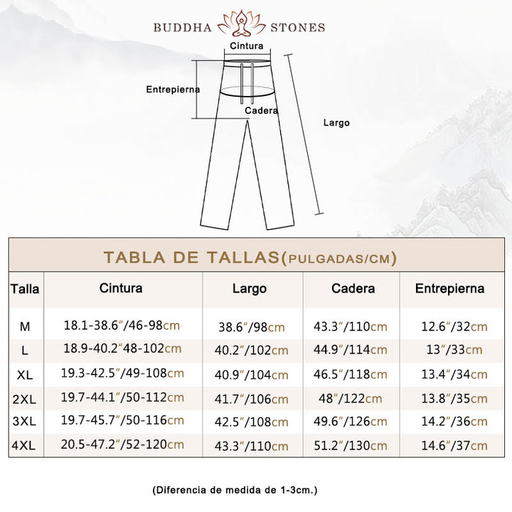 Camisa de manga tres cuartos con botones de rana y Buddha Stones, pantalones de pierna ancha, traje de lino y algodón para hombre
