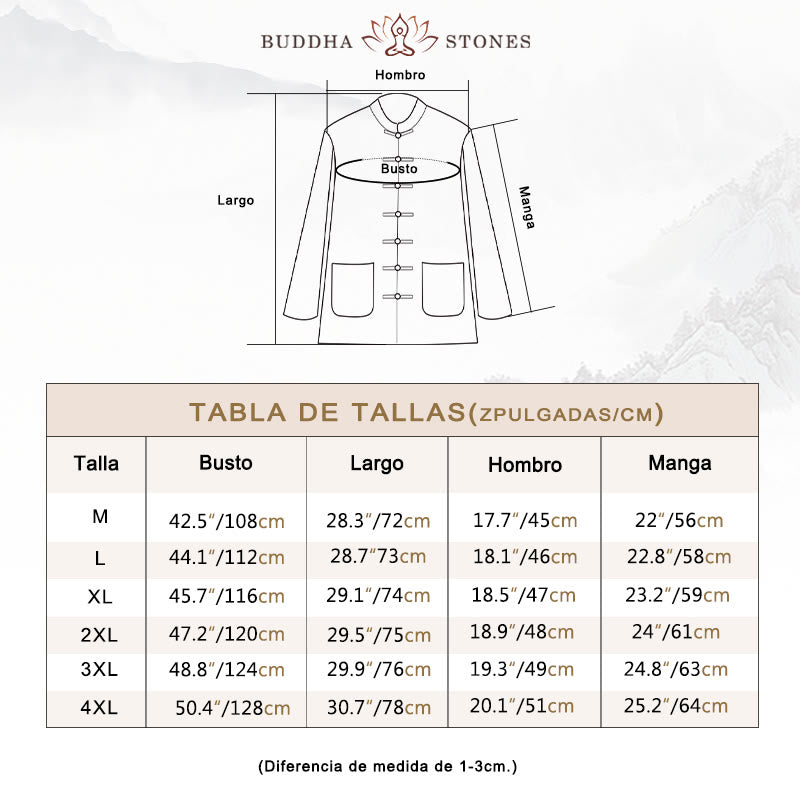 Camisa de manga larga con botones de Buddha Stones para meditación, pantalones, traje para hombre - image 3