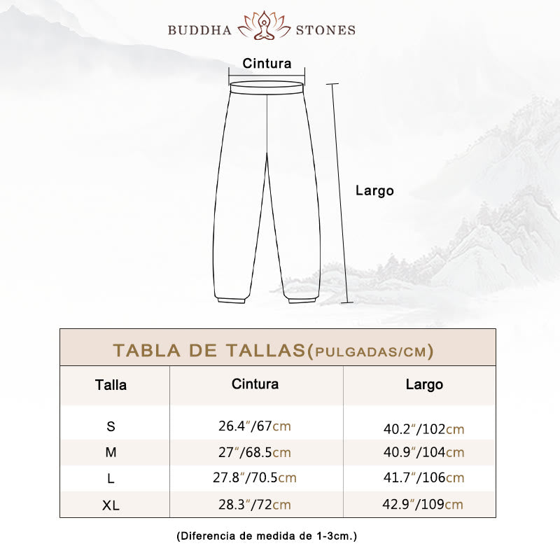 Conjunto de 2 piezas de camisa y pantalones de lino y algodón con cuello en V y mangas tres cuartos para mujer, con Buddha Stones , para meditación, zen y tai chi.