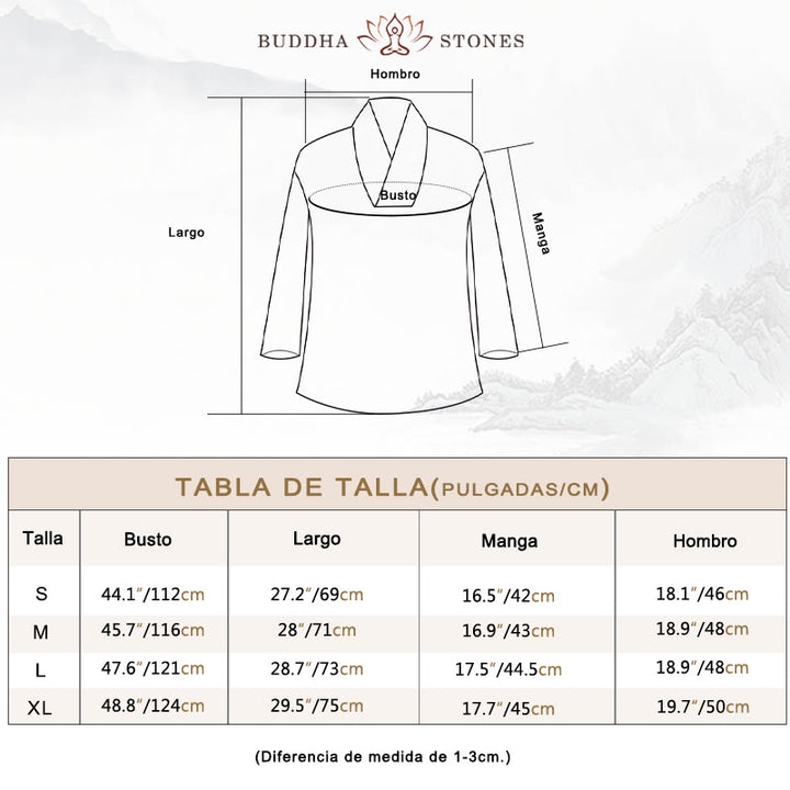 Conjunto de 2 piezas de camisa y pantalones de lino y algodón con cuello en V y mangas tres cuartos para mujer, con Buddha Stones , para meditación, zen y tai chi. - image 3