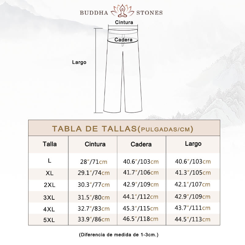 Pantalones anchos de pana de algodón de color liso para hombre con bolsillos y Buddha Stones