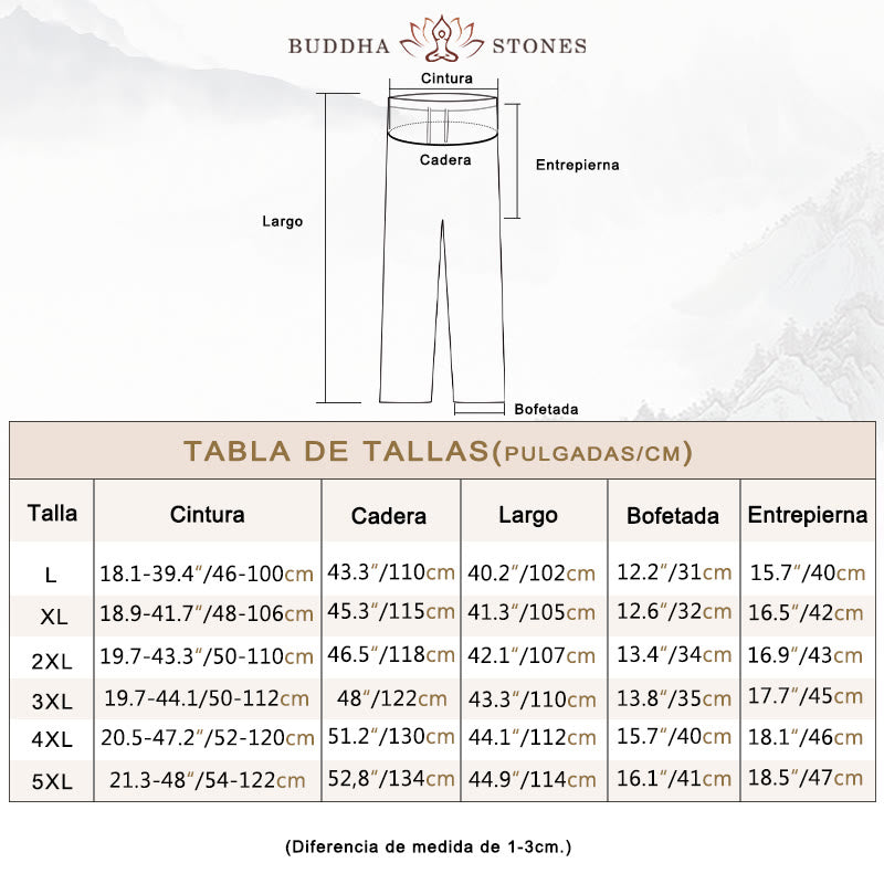 Conjunto de 2 piezas de camisa y pantalones de manga larga de algodón con botones de rana para hombre con Buddha Stones