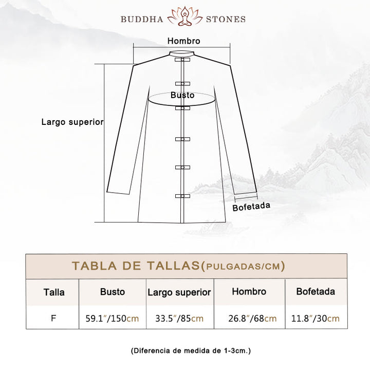 Camisa con diseño de botones de rana y Buddha Stones , Top de meditación Zen Tai Chi, chaqueta de lino y algodón - image 3