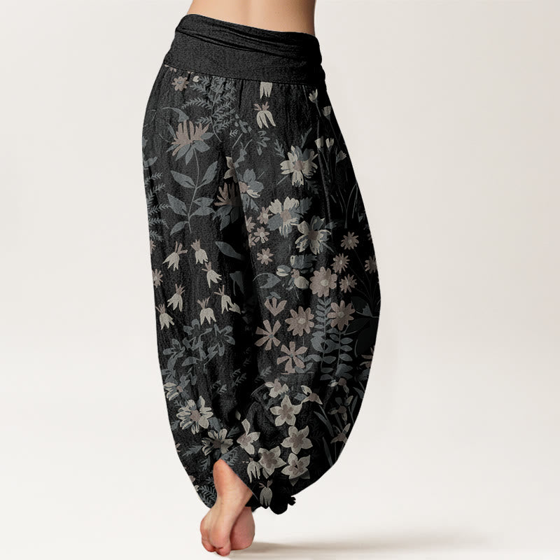 Pantalones bombachos de cintura elástica para mujer, de algodón, estilo informal, con diseño de margaritas, hojas y estampado de Buddha Stones. - image 6