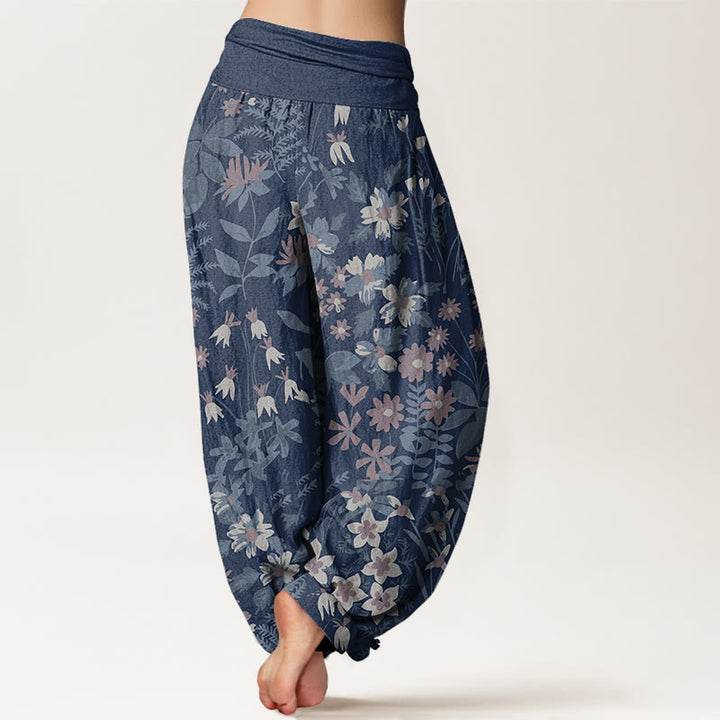 Pantalones harén con cintura elástica para mujer, diseño informal con margaritas, flores y hojas de Buddha Stones - image 9