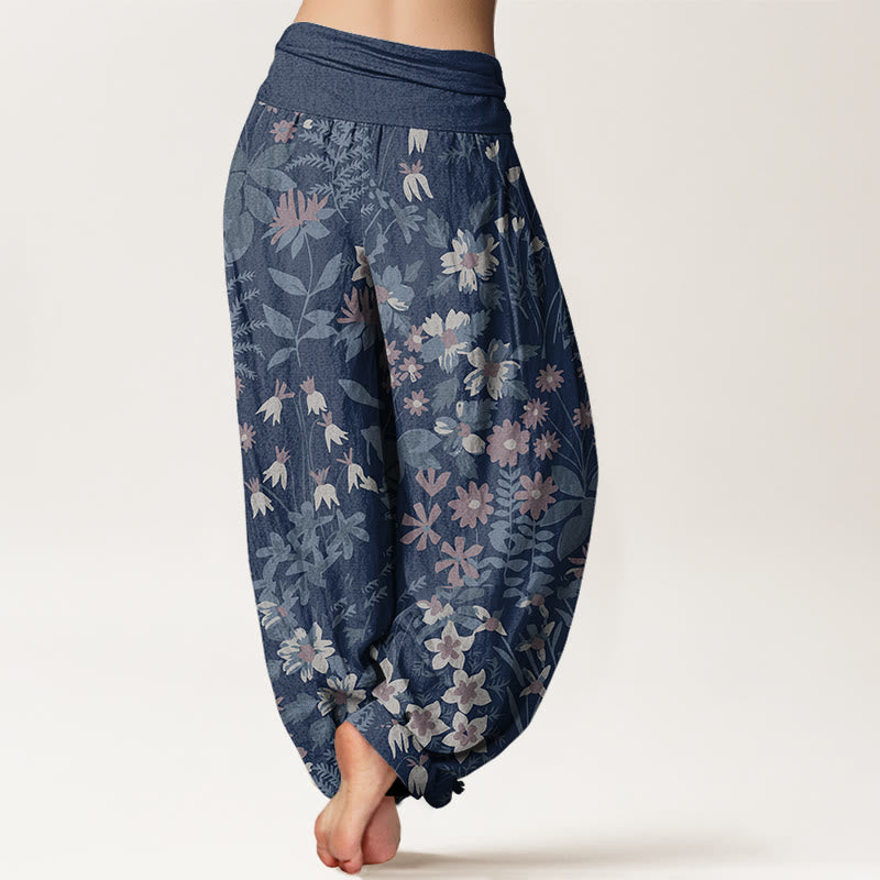 Pantalones bombachos de cintura elástica para mujer, de algodón, estilo informal, con diseño de margaritas, hojas y estampado de Buddha Stones. - image 9