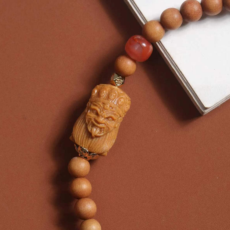 Pulsera de la fortuna de sándalo y ágata roja del sur con Buddha Stones tibetanas Zakiram, diosa de la riqueza - image 4