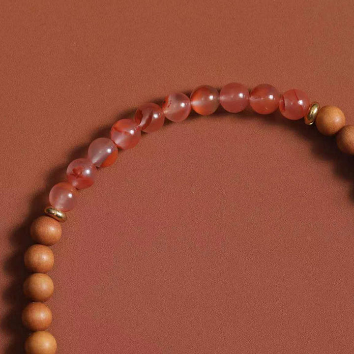 Pulsera de la fortuna de sándalo y ágata roja del sur con Buddha Stones tibetanas Zakiram, diosa de la riqueza - image 8