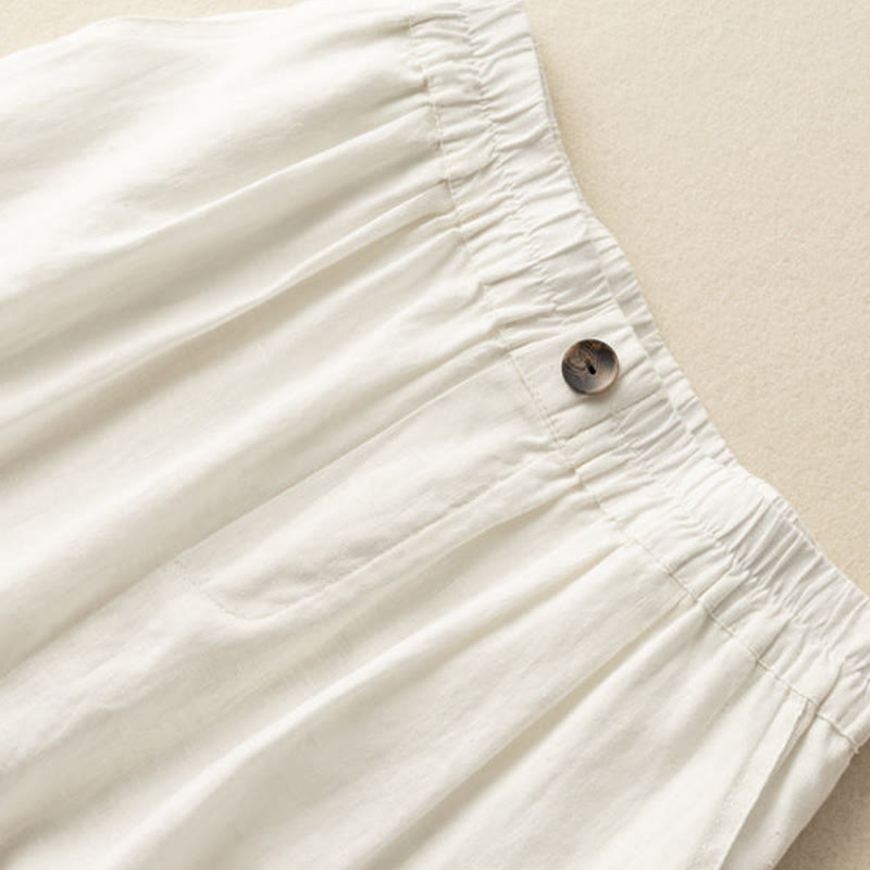 Pantalones cortos de verano informales de algodón y lino con cremallera y botones para mujer, con bolsillos y estampado de Buddha Stones - image 10
