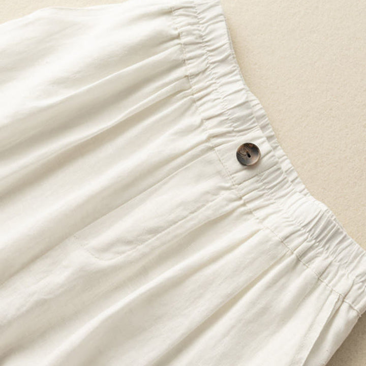 Pantalones cortos de verano informales de algodón y lino con cremallera y botones para mujer, con bolsillos y estampado de Buddha Stones - image 10