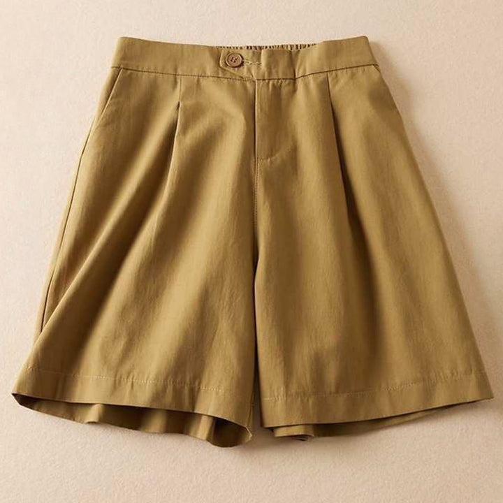 Pantalones cortos informales de verano con diseño de Buddha Stones, de lino y algodón, con cremallera y botones para mujer, con bolsillos