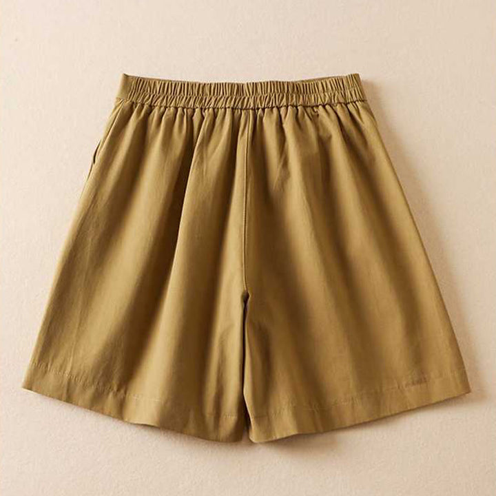 Pantalones cortos informales de verano con diseño de Buddha Stones, de lino y algodón, con cremallera y botones para mujer, con bolsillos