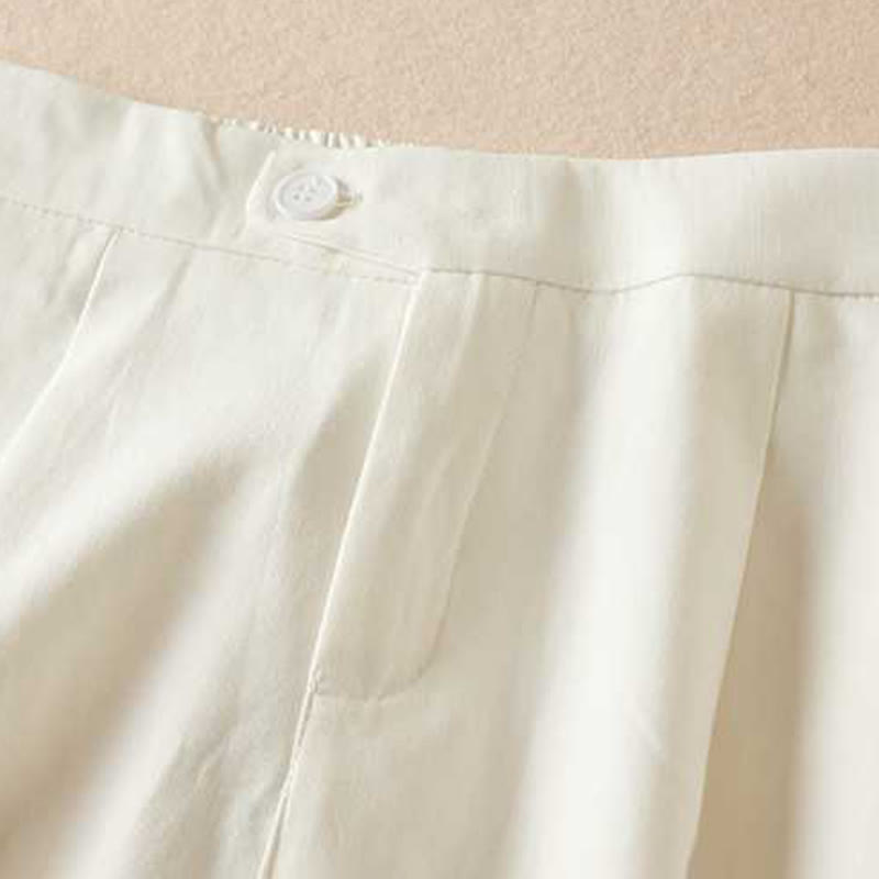 Pantalones cortos informales de verano con diseño de Buddha Stones, de lino y algodón, con cremallera y botones para mujer, con bolsillos