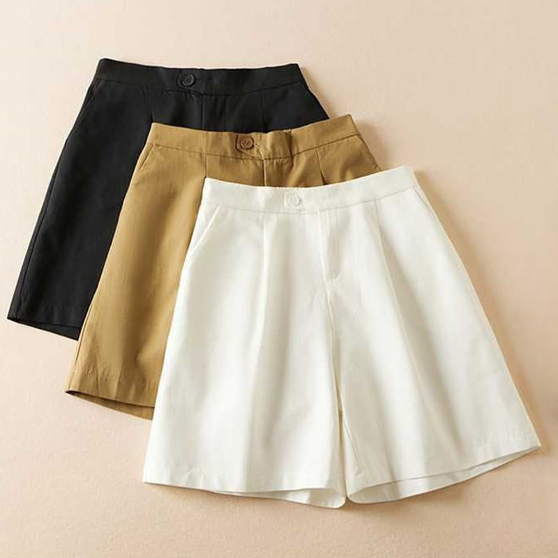 Pantalones cortos informales de verano con diseño de Buddha Stones, de lino y algodón, con cremallera y botones para mujer, con bolsillos