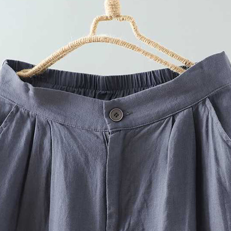 Pantalones cortos de verano informales con diseño de rana, de fibra acrílica, con botones y bolsillos , de Buddha Stones