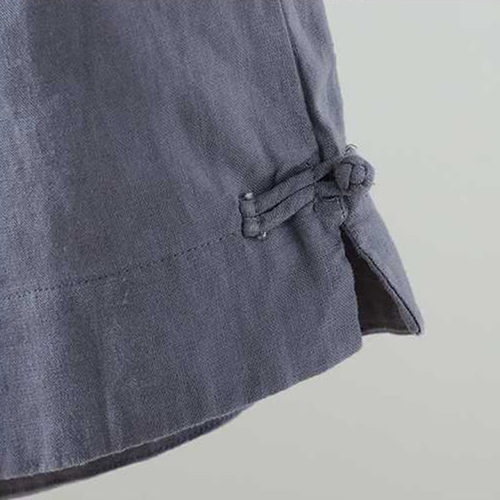 Pantalones cortos de verano informales con diseño de rana, de fibra acrílica, con botones y bolsillos , de Buddha Stones