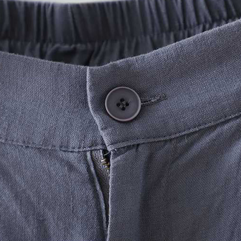Pantalones cortos de verano informales con diseño de rana, de fibra acrílica, con botones y bolsillos , de Buddha Stones