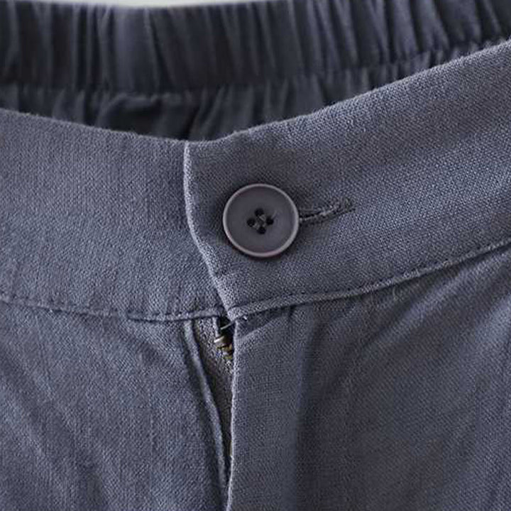 Pantalones cortos de verano informales con diseño de rana, de fibra acrílica, con botones y bolsillos , de Buddha Stones