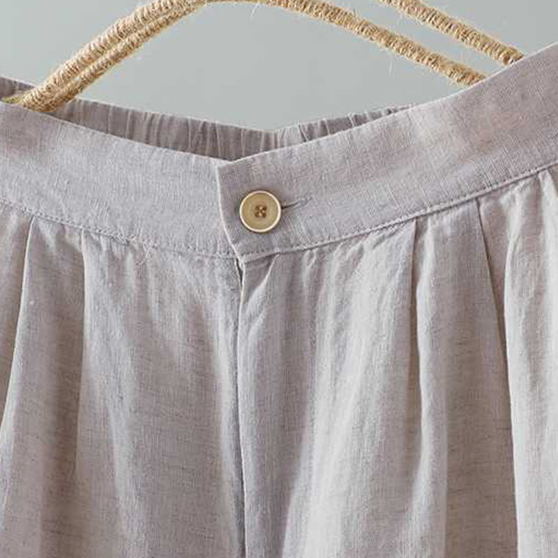 Pantalones cortos de verano informales con diseño de rana, de fibra acrílica, con botones y bolsillos , de Buddha Stones