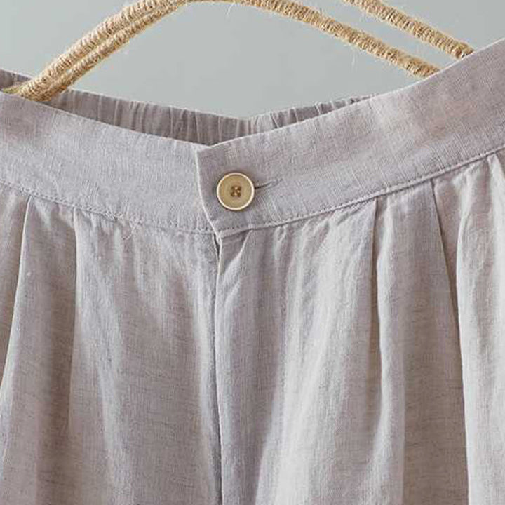Pantalones cortos de verano informales con diseño de rana, de fibra acrílica, con botones y bolsillos , de Buddha Stones