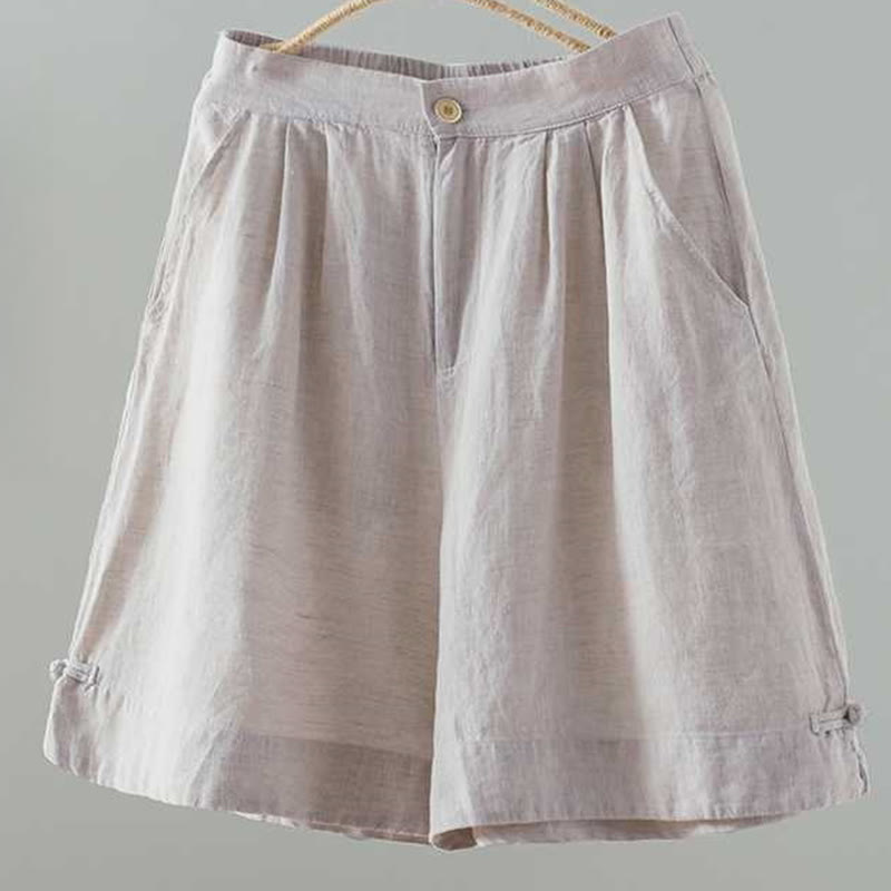 Pantalones cortos de verano informales con diseño de rana, de fibra acrílica, con botones y bolsillos , de Buddha Stones