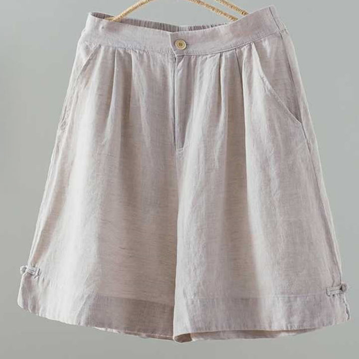 Pantalones cortos de verano informales con diseño de rana, de fibra acrílica, con botones y bolsillos , de Buddha Stones