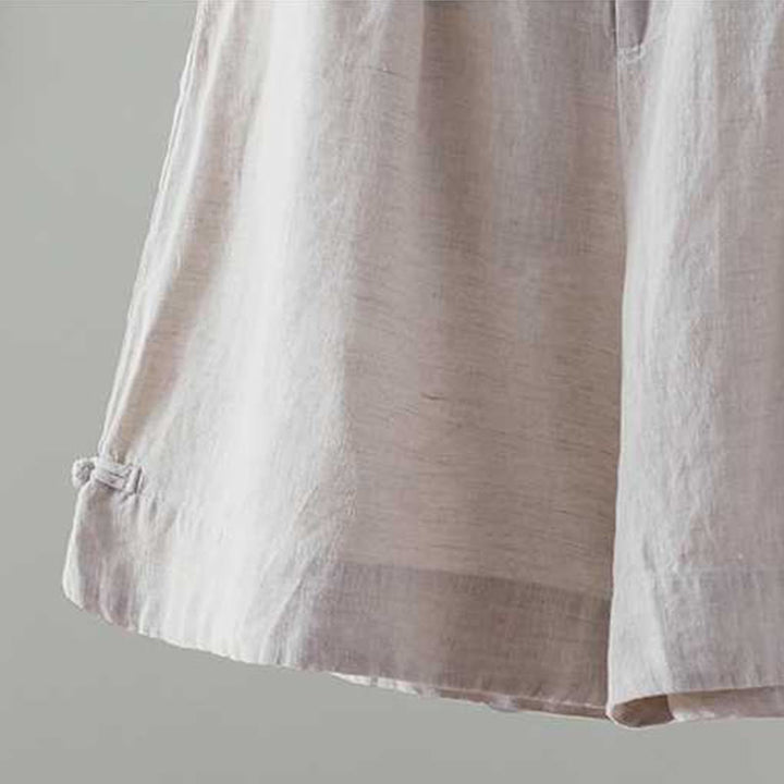 Pantalones cortos de verano informales con diseño de rana, de fibra acrílica, con botones y bolsillos , de Buddha Stones