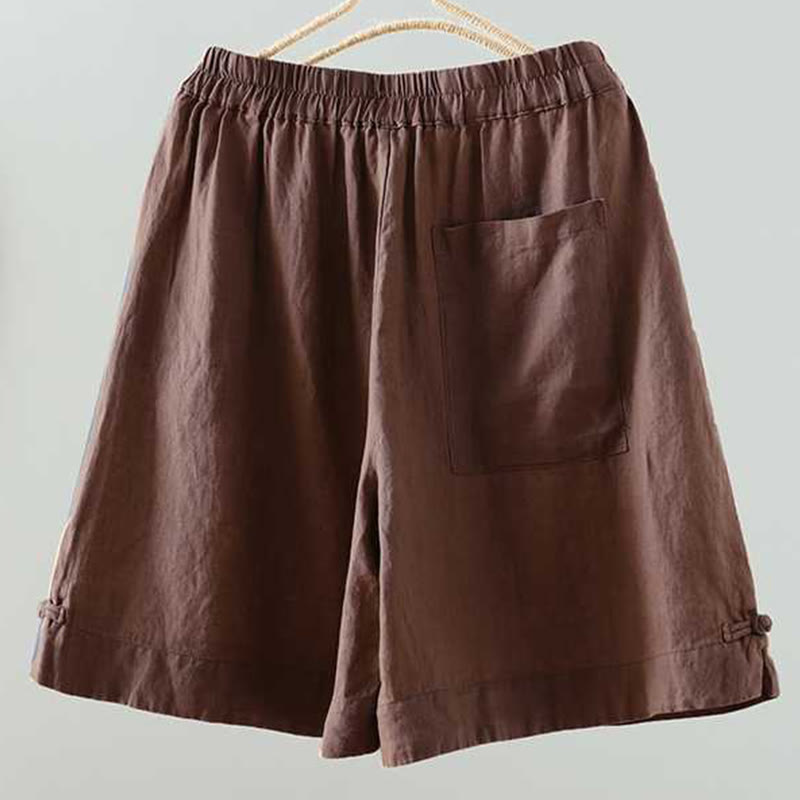 Pantalones cortos de verano informales con diseño de rana, de fibra acrílica, con botones y bolsillos , de Buddha Stones