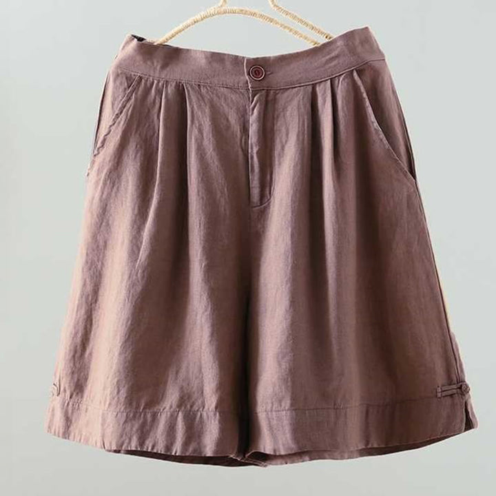 Pantalones cortos de verano informales con diseño de rana, de fibra acrílica, con botones y bolsillos , de Buddha Stones - SaddleBrown - US12, UK/AU16, EU44 (2XL) - image 11