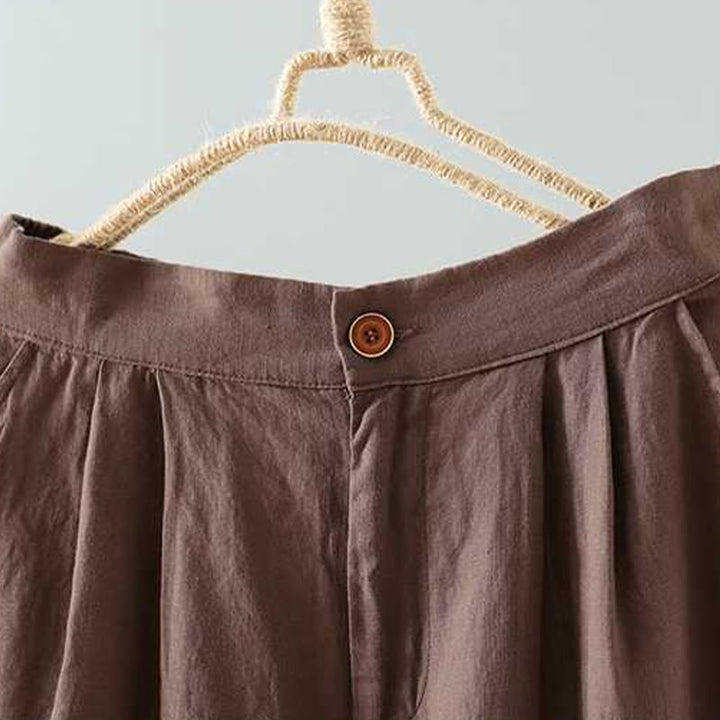 Pantalones cortos de verano informales con diseño de rana, de fibra acrílica, con botones y bolsillos , de Buddha Stones